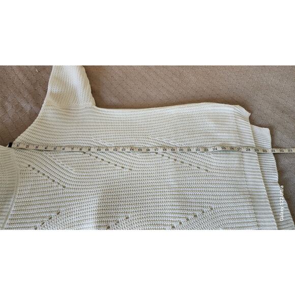 JustFab Cream White Cowel Neck Cheveron Pattern Long Sleeve Sweater Womens Small - Picture 5 of 10